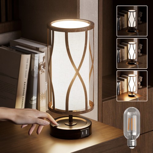 Dimmable Desk Lamp Antique Touch Control Bronze Desk Lamp USB Charging Bedside - Picture 8 of 9