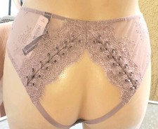 Victorias secret Rare Vintage L cheekini panty lace up open back mauve lace