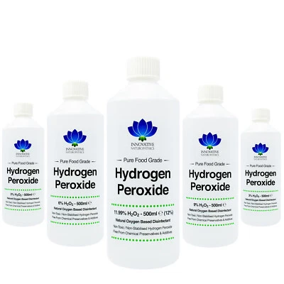INNOVATIVE NATUROPATHICS Hydrogen Peroxide Food Grade Various % Percent Solution Pure & Additive Free