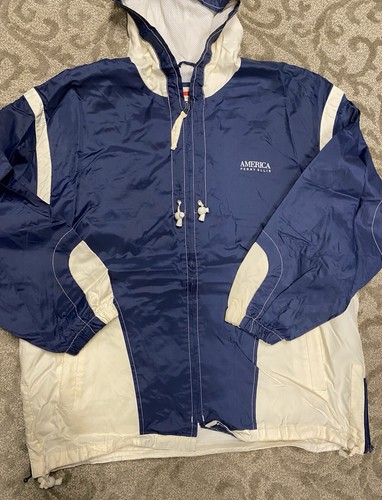 VTG Perry Ellis America Blue White Zip Up Windbreaker Jacket XL (Pre-Owned) - Picture 2 of 14
