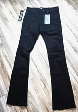 Jordan Craig Men Stacked Ripped and Repair Jeans Black (JTF990R)