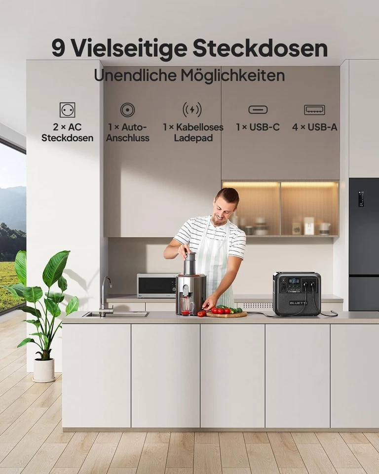 BLUETTI AC180 Powerstation 1800W AC Stromgenerator Solarspeicher 1152Wh LiFePO4 - Bild 3 von 4
