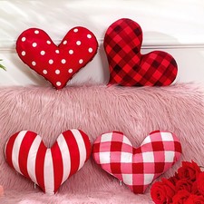 4 Pieces Heart Shaped Valentine's Day Pillows Vintage Soft Throw Pillows Valenti