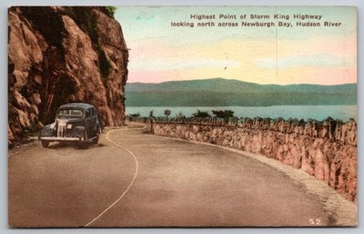 Highest Point of Storm King Highway - Hudson River, New York - HC Postcard A1