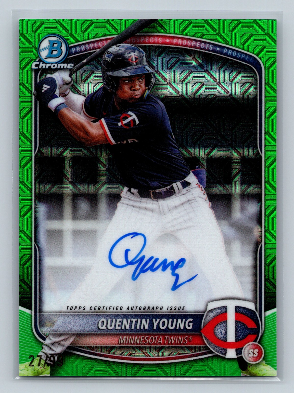 Quentin Young 2025 Bowman Chrome Mega Box Green Mojo Refractor Auto /99 #BMA-QY