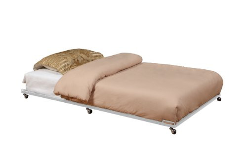 Twin Metal Roll-Out Trundle Bed Frame with Steel Platform for Daybeds