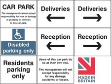 Large Hotel Car Park Sign – 600×450 or 800×600 – Disabled / Residents / Own Risk