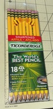 Ticonderoga HB 2 X18 Pack Pencils Pre-Sharpened Black Lead Yellow Barrel 13818