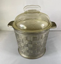 Vintage Guardian Service Cast Aluminum Ice Bucket with Plastic Liner & Glass Lid