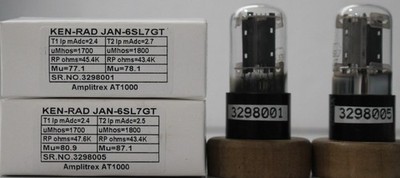 6SL7GT-JAN-CKR VT-229 KEN-RAD Amplitrex Tested Qty 1 Matched Pair # 3298001-5