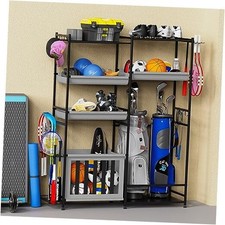 Garage Sports Equipment Organizer, Heavy Duty Ball Storage Rack with Baskets 