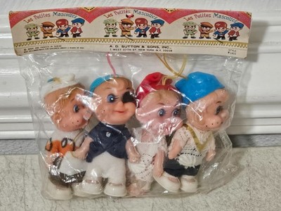 VINTAGE AD SUTTON & SONS LES PETITES MASCOTTES MINI ELF ORNAMENTS
