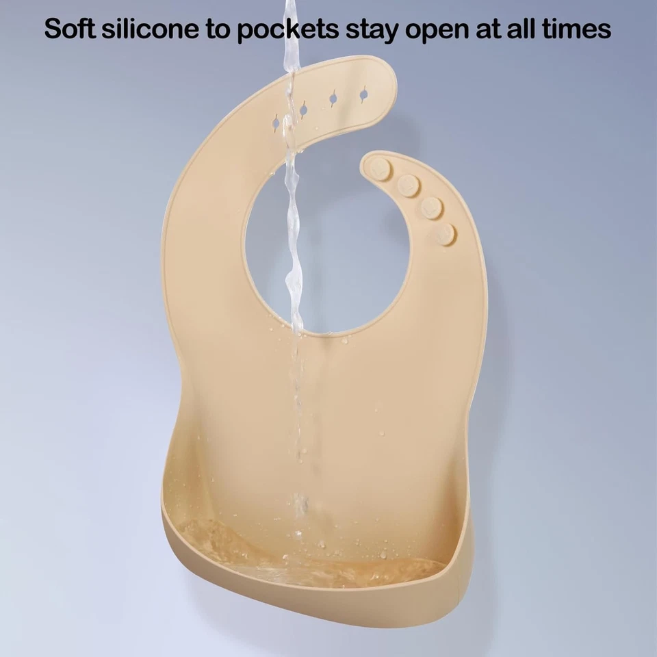 3 Baberos De Silicona Impermeables Para Bebe Babero Bebe Regalos Silicona Bebé B Foto 4 de 4
