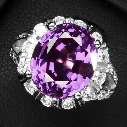 Twinkling Color Change Sapphire Oval 7.10Ct 925 Sterling Silver White Gold Rings