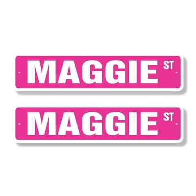 MAGGIE Street Sign (2 Pack) Childrens Name Room Metal Road Sign