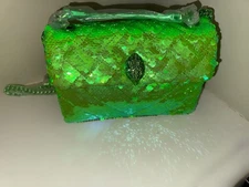 KURT GEIGER LONDON KENSINGTON LIME GREEN SEQUINS QUILTED CROSSBODY BAG RARE