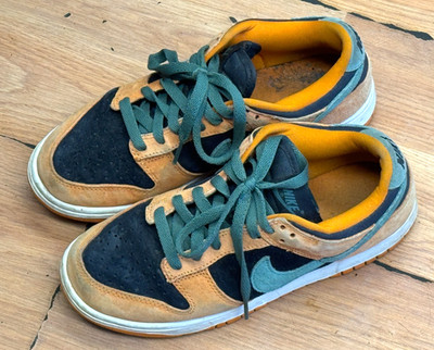 Nike Dunk Low Tan Black Green Suede Men s Size 6