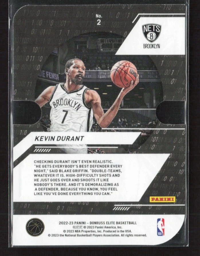 2022-23 Donruss Elite #2 Kevin Durant Power Formulas Orange Die Cut (I) - Image 2 of 2