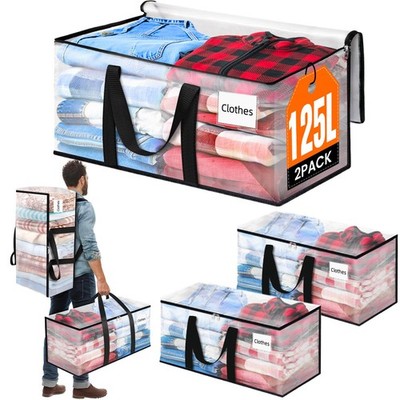 2-Pack Large Moving Bags with Backpack Straps & Strong Zippers, Heavy-Duty St...