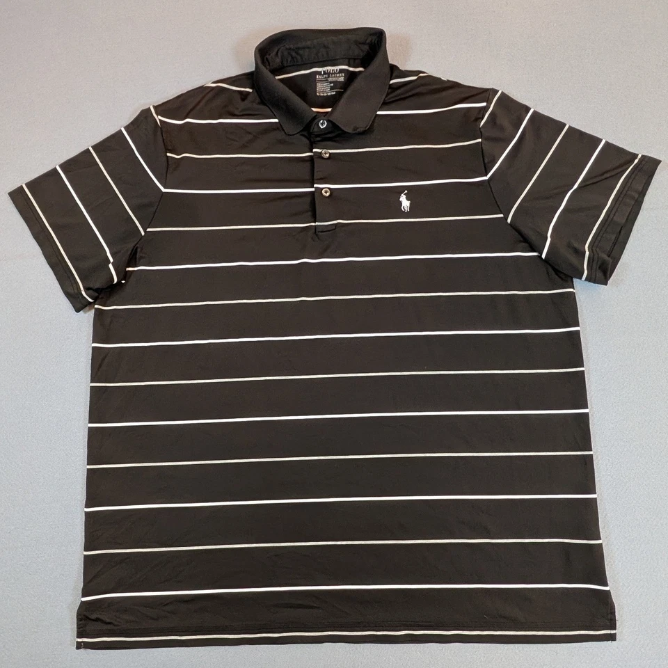 Camisa polo masculina desempenho Ralph Lauren preta tamanho XL golfe - Imagem 2 de 4
