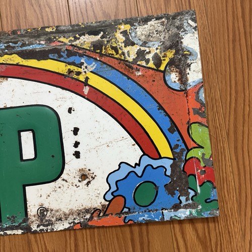VINTAGE 7UP SODA SIGN OLD 7-UP BEVERAGE POP DRINK ADVERTISING RAINBOW - Picture 5 of 9