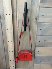 Marc Jacobs New York Red Leather Recruit Camera Crossbody Handbag Silverware