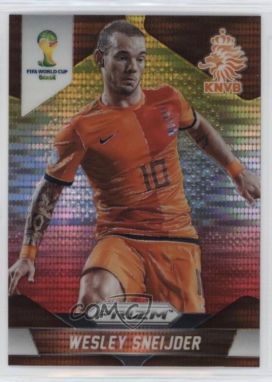 2014 Panini Prizm World Cup Yellow & Red Pulsar Prizm Wesley Sneijder #33 01eh