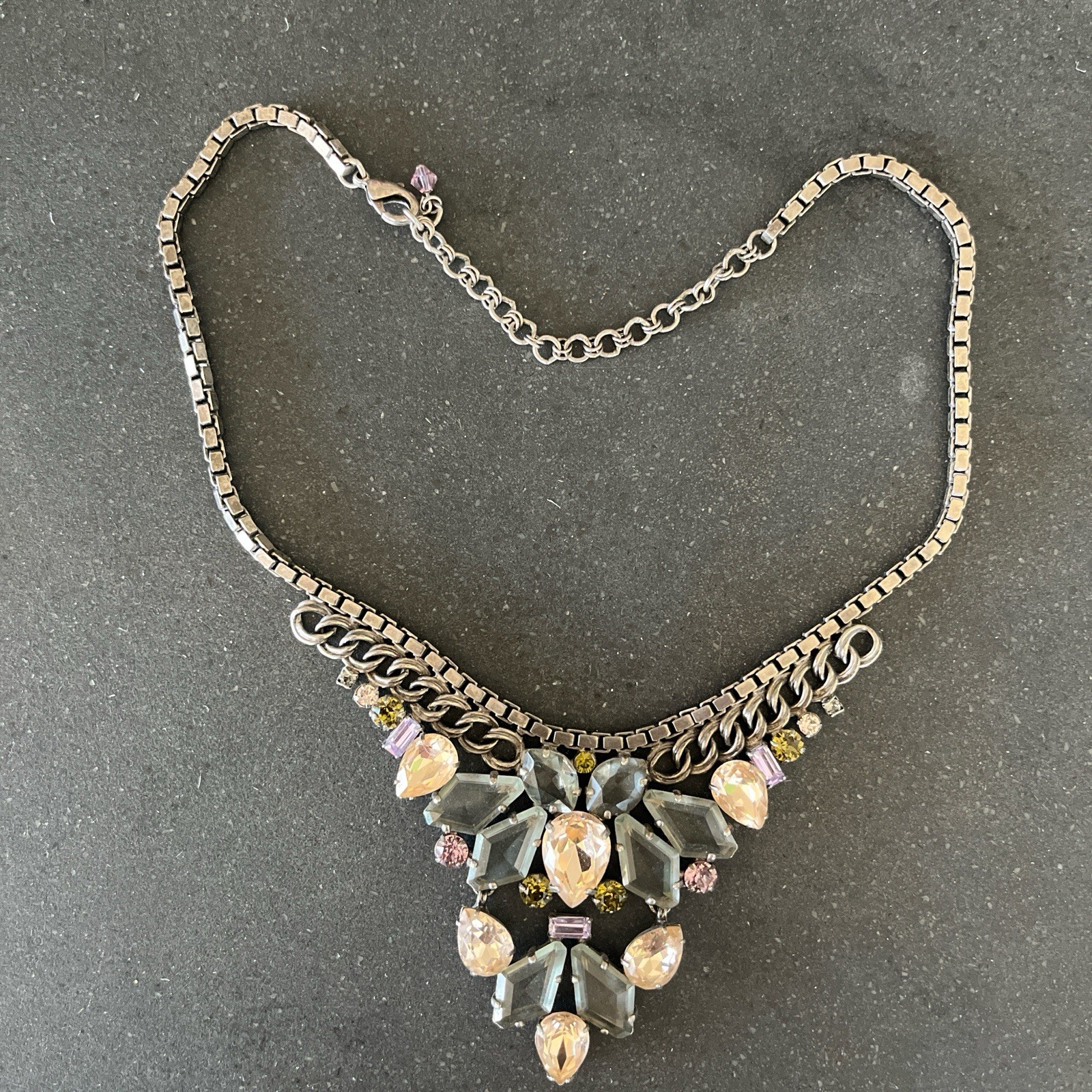 Sorrelli statement necklace with multicolored rhi… - image 1