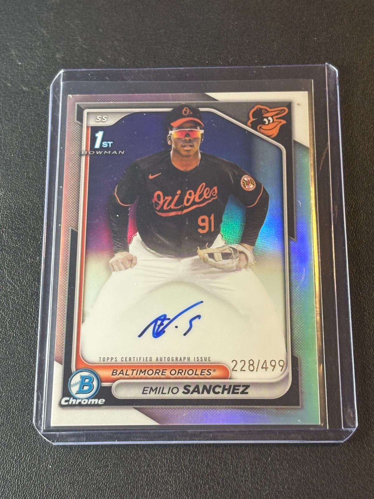 2024 Bowman Chrome Refractor /499 Emilio Sanchez 1st Auto Orioles CPA-ES
