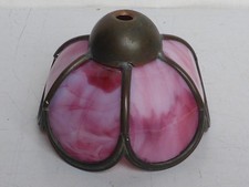 Vintage Jugendstil Tiffany Pink Stained Glass Small Lamp Shade Old Lamp