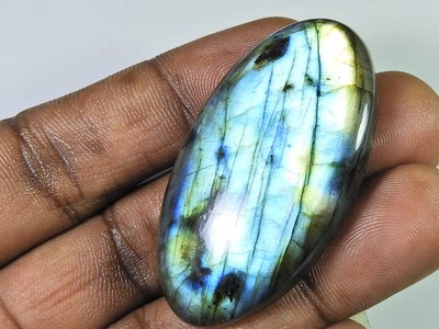 112Cts.Natural Labradorite Multi Fire Oval Cabochon Loose Gemstone 27X50X9MM M46