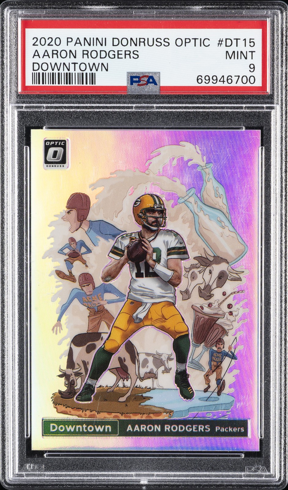 2020 PANINI DONRUSS OPTIC DOWNTOWN #DT15 AARON RODGERS PSA 9