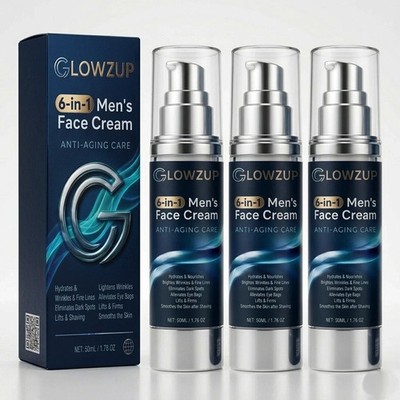 3X Face Cream For Men 6 In 1 Anti Aging Cream Fights Eye Bags Dark Spots (GLOWZU