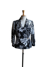 Alex Evenings Black and Silver Formal Jacket Rhinestone accent S