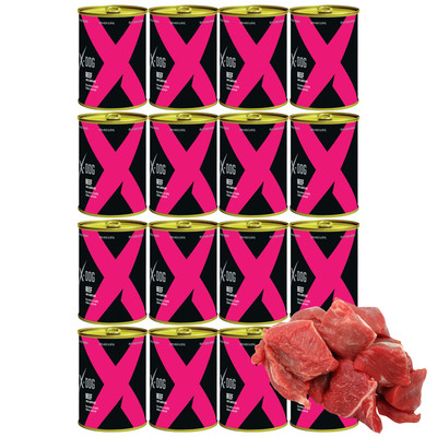 16x800g Hundefutter Nassfutter Rind mit Knorpel Getreidefrei ohne Getreide X-DOG