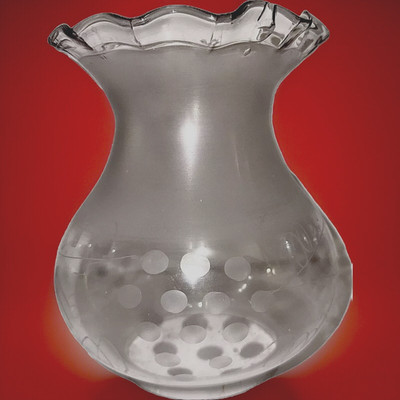 Antique Oil Kerosene Oregon Glass Lamp Shade Etched Grape Vine Motif 3 1/2'' Rim