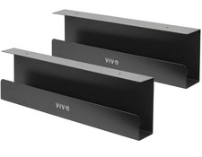 VIVO Black Dual Under Desk 17" Cable Management Trays, Wire Organizers 2 Pack