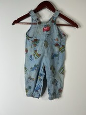 Vintage Oshkosh Overalls Boys 12M Denim Jean Car Print Novelty
