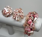 Vintage Japan Pink Mother Of Pearl Cha-cha Expansion Bracelet & Earrings Set — photo 7