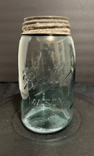 VINTAGE BALL BLUE QT. SIZE MASON JAR W/LID TRIPLE L LOGO -1896-1910