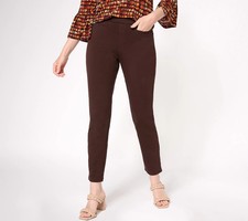 Susan Graver Weekend Premium Stretch Ava Slim Ankle Pants-Chocolate-4X-A605784