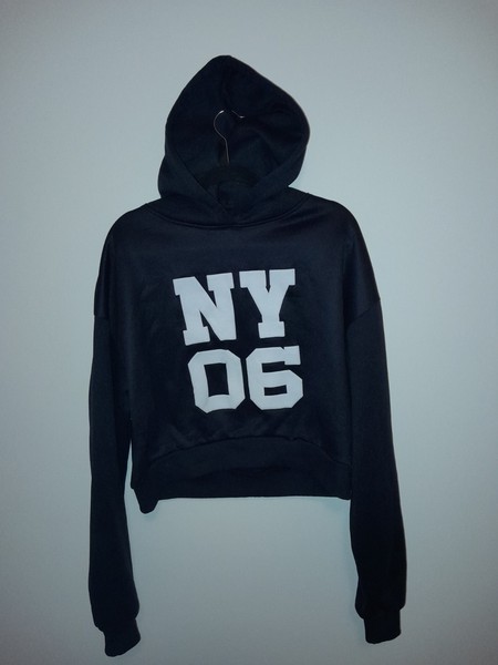 Valleygirl Women’s Cropped Hooded Jumper Size M Navy Blue Hoodie