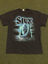 Y2K Styx Black Graphic Tour T-Shirt w/ Back Tour Dates Adult L Delta Magnum
