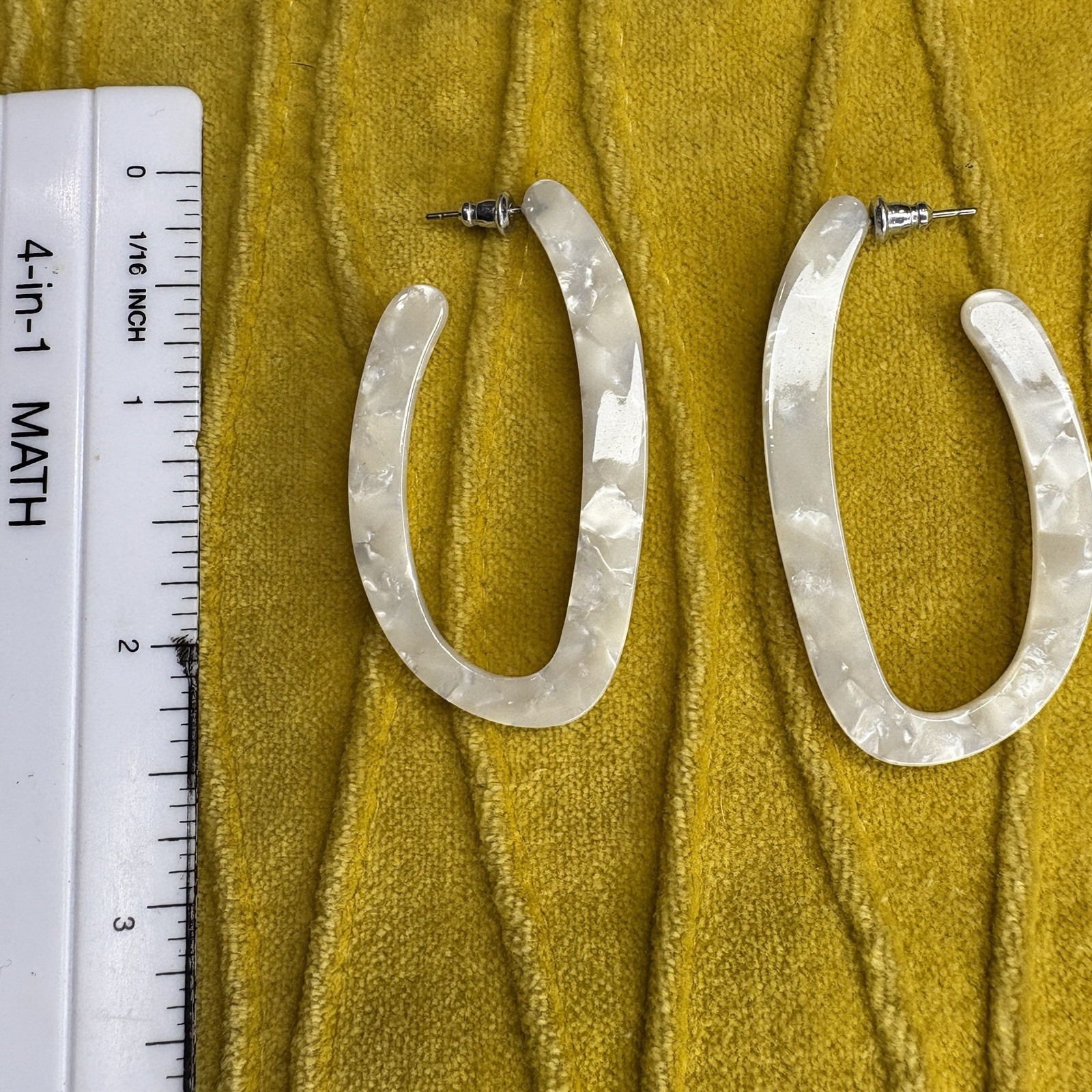 Large White Statement Earrings Dangling - image 2