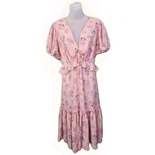LoveShackFancy x Target Fleur Midi Dress 18W Cottagecore Floral Ruffles Pink 