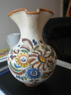 Spanish Wine Water Jar Granada San Luis Pitcher Jarra Floral Decor 1980s Unused