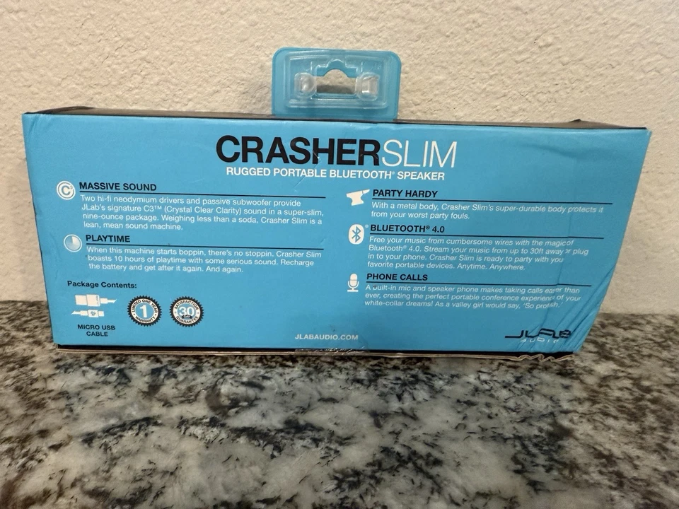 JLAB Crasher Slim Rugged Metal Portable Bluetooth Speaker - Glacier Blue - Image 2 of 3