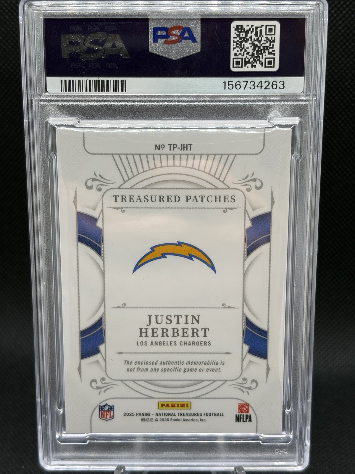 2025 National Treasures Justin Herbert Treasured Patches 30/49 PSA 10 (PSA 1/1) view 2
