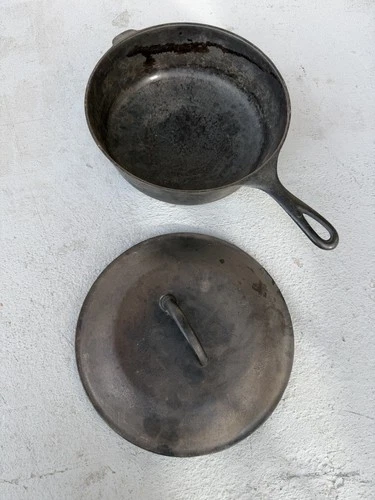 Vintage Old Wagner Sidney -0- No 8 Cast Iron Skillet With Lid Used (READ)