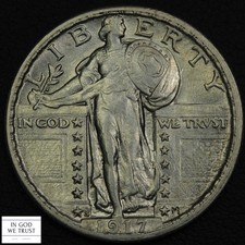 1917 S Type 2 Standing Liberty Silver Quarter 25C - Cleaned